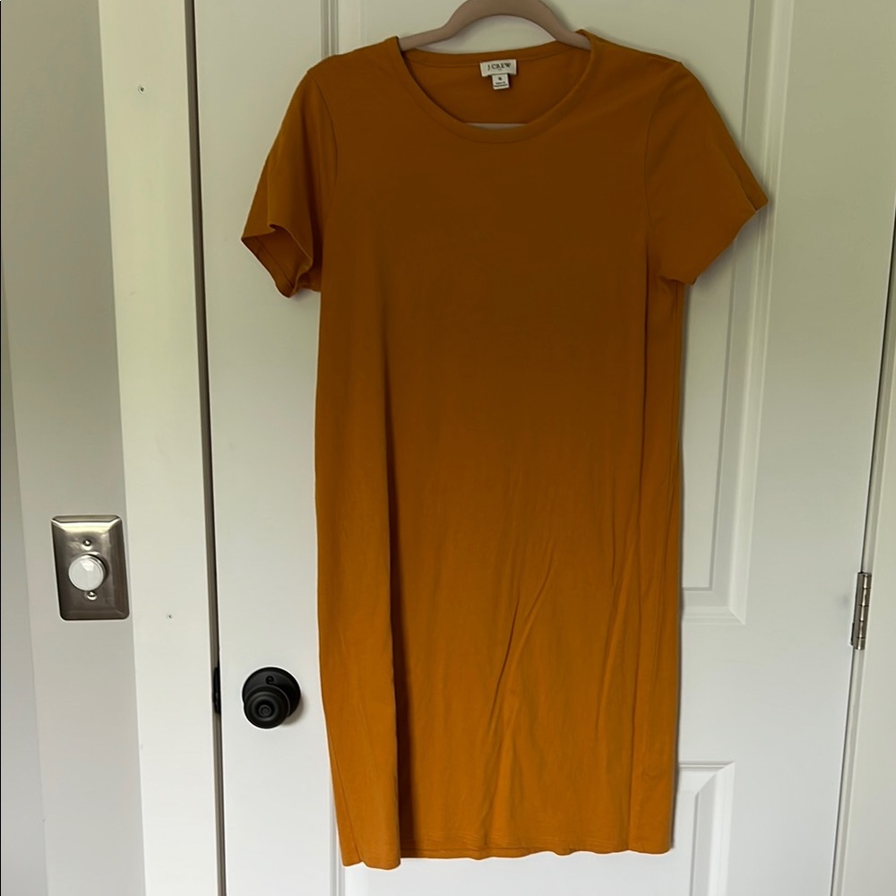 J. Crew Yellow Mini Dress Casual Crew Neck Short Sleeve t- shirt dress